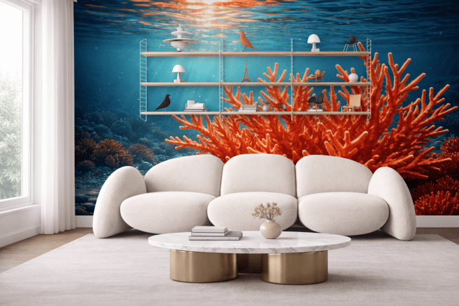 Crimson Fractal Mural