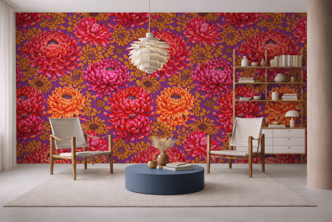 Saffron Chrysanthemum Tapestry