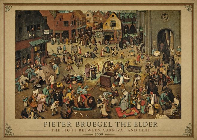 Pieter Bruegel The Fight Between Carnival and Lent I No1 - Poszter