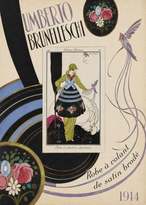 Umberto Brunelleschi Robe À Volant De Satin Brodé No5 - Poszter