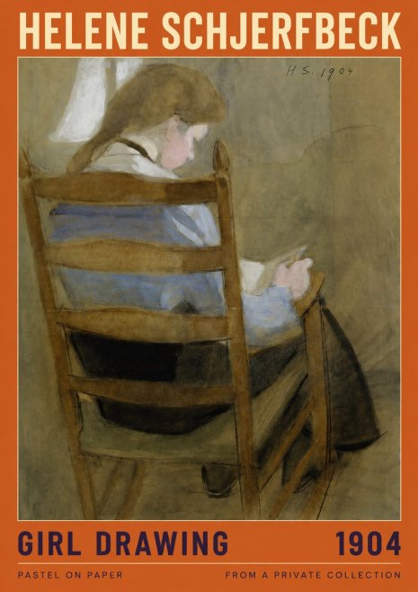Helene Schjerfbeck Girl Drawing No2 - Poszter