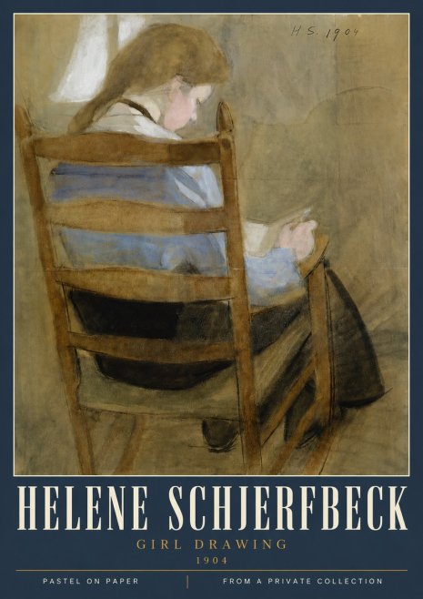 Helene Schjerfbeck Girl Drawing No4 - Poszter