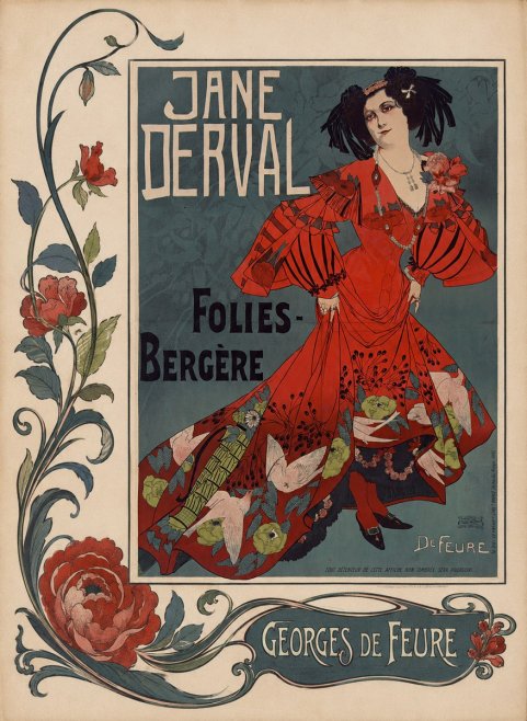 Georges de Feure Jane Derval - Folies-bergère I No2 - Poszter