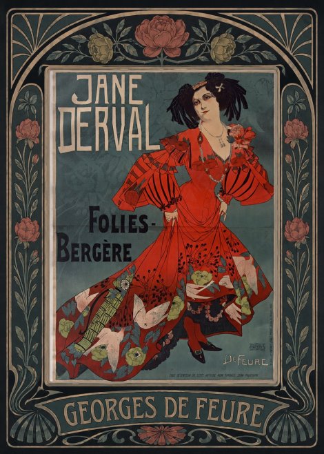 Georges de Feure Jane Derval - Folies-bergère I No5 - Poszter