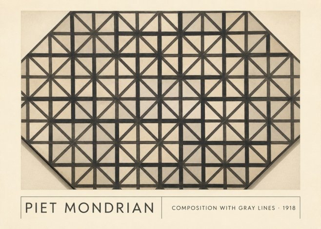 Piet Mondrian Composition with Gray Lines No1 - Poszter