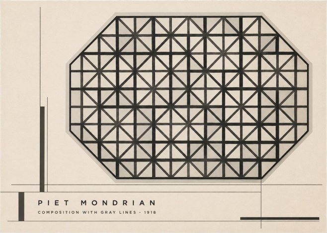 Piet Mondrian Composition with Gray Lines No2 - Poszter