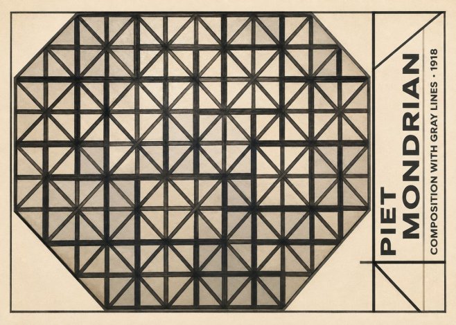 Piet Mondrian Composition with Gray Lines No5 - Poszter