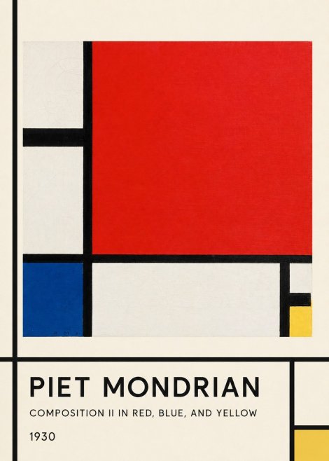 Piet Mondrian Composition Ii in Red, Blue, and Yellow No1 - Poszter