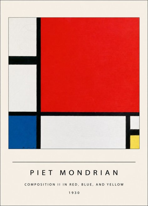 Piet Mondrian Composition Ii in Red, Blue, and Yellow No4 - Poszter