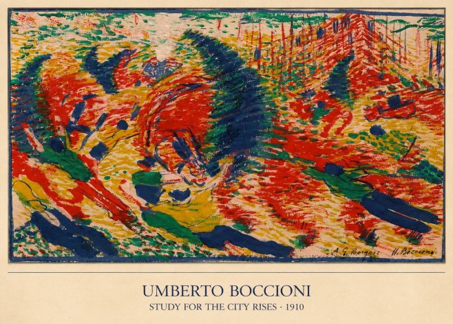 Umberto Boccioni Study for the City Rises No5 - Poszter