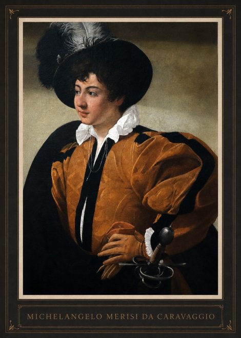 Michelangelo Merisi da Caravaggio Young Man with a Plumed Hat No1 - Poszter