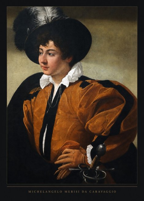 Michelangelo Merisi da Caravaggio Young Man with a Plumed Hat No6 - Poszter