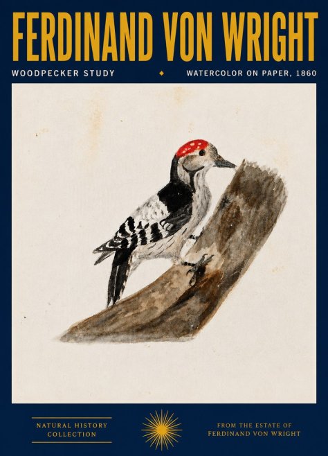 Ferdinand von Wright Woodpecker Study No4 - Poszter