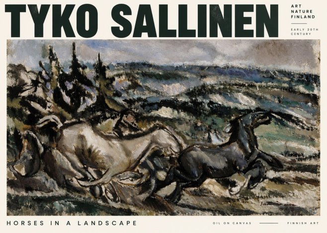 Tyko Sallinen Horses in a Landscape No2 - Poszter