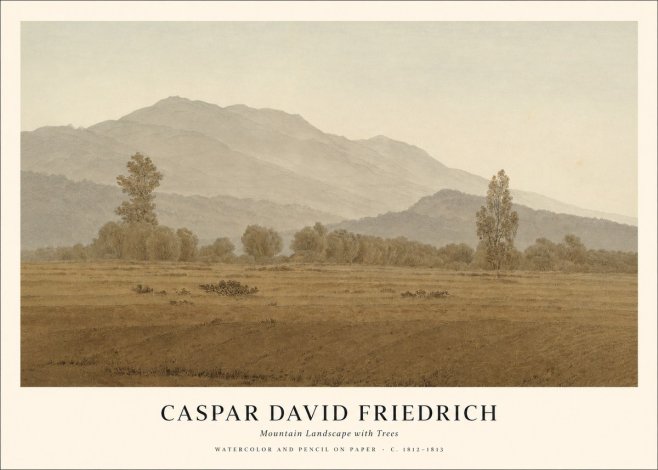 Caspar David Friedrich Mountain Landscape with Trees No1 - Poszter