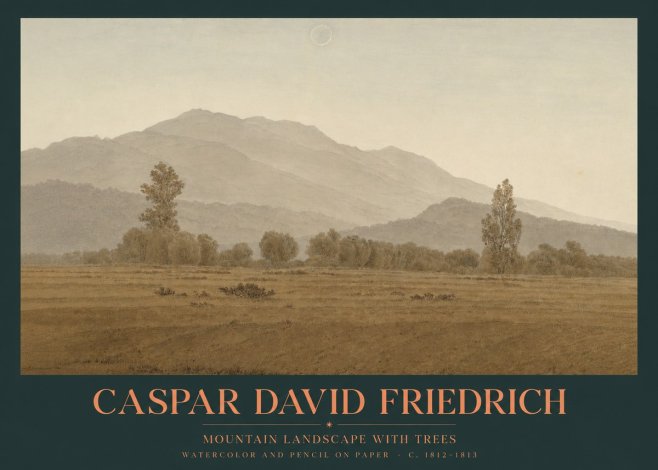 Caspar David Friedrich Mountain Landscape with Trees No2 - Poszter