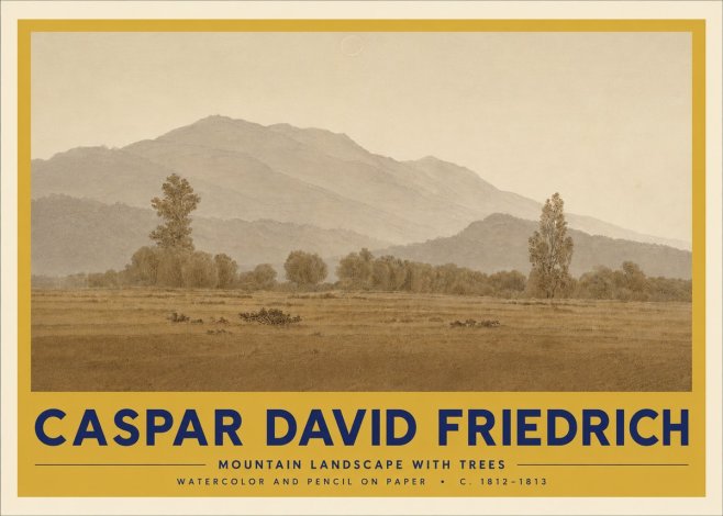 Caspar David Friedrich Mountain Landscape with Trees No3 - Poszter