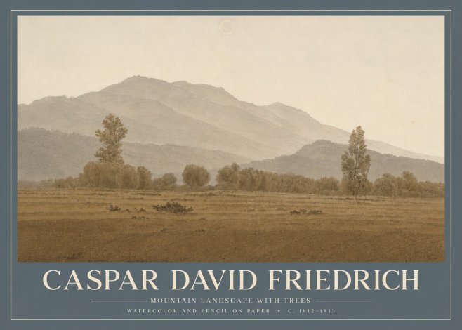Caspar David Friedrich Mountain Landscape with Trees No4 - Poszter