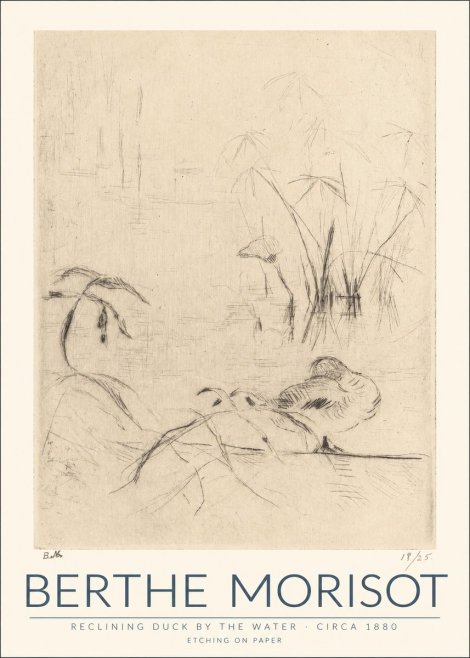 Berthe Morisot Reclining Duck by the Water No1 - Poszter
