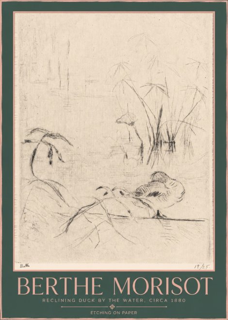 Berthe Morisot Reclining Duck by the Water No2 - Poszter