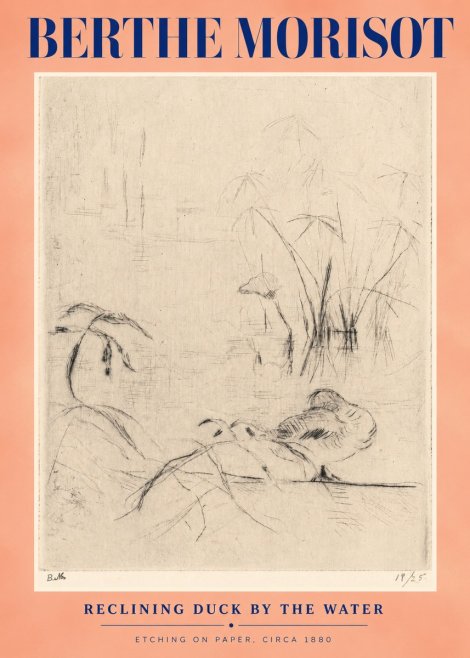 Berthe Morisot Reclining Duck by the Water No3 - Poszter