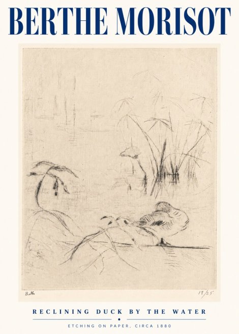 Berthe Morisot Reclining Duck by the Water No5 - Poszter