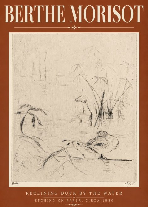 Berthe Morisot Reclining Duck by the Water No6 - Poszter
