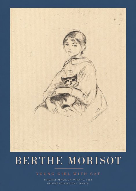 Berthe Morisot Young Girl with Cat No2 - Poszter