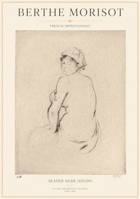 Berthe Morisot Seated Nude (Study) No1 - Poszter