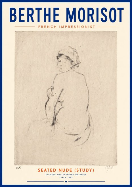 Berthe Morisot Seated Nude (Study) No4 - Poszter