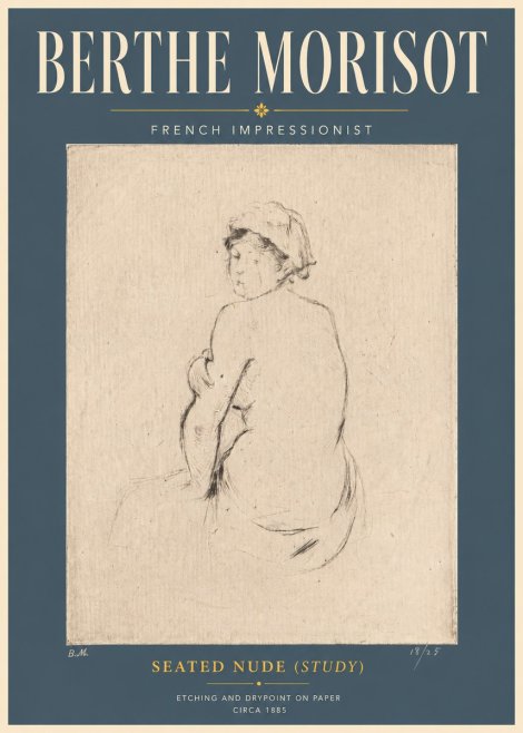 Berthe Morisot Seated Nude (Study) No6 - Poszter