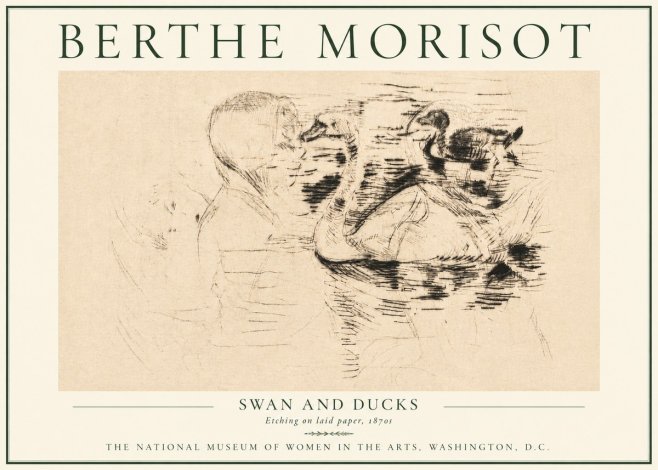 Berthe Morisot Swan and Ducks No4 - Poszter