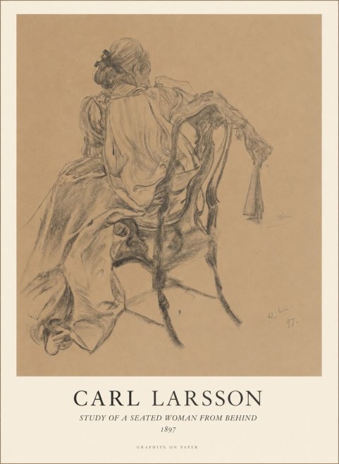 Carl Larsson Study of a Seated Woman from Behind No1 - Poszter