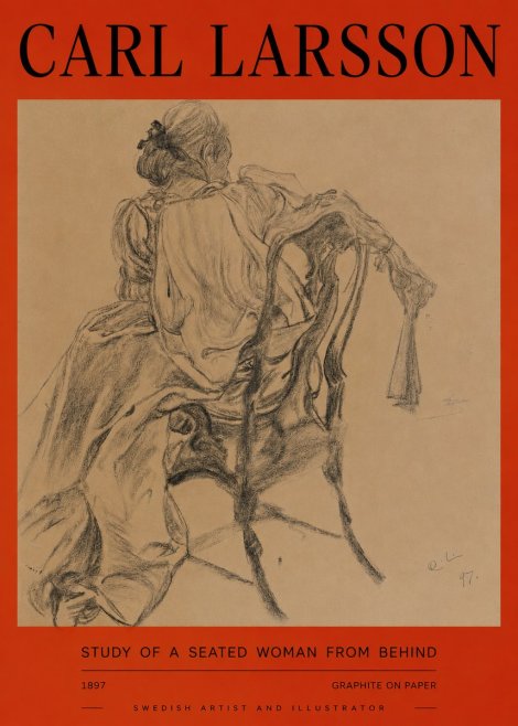 Carl Larsson Study of a Seated Woman from Behind No2 - Poszter