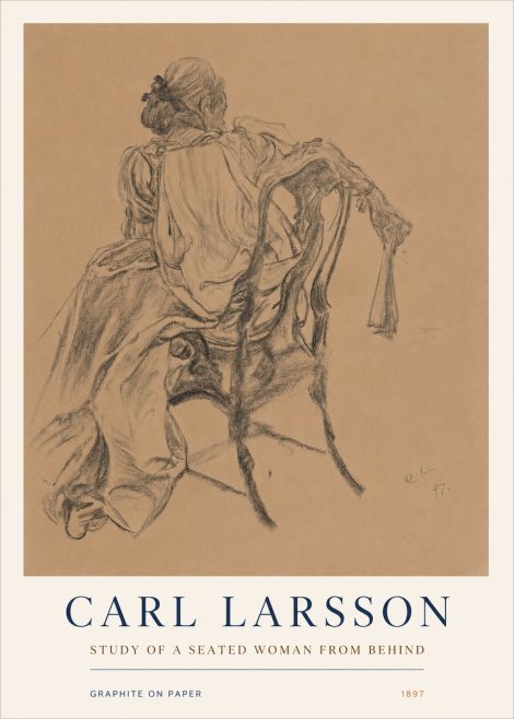 Carl Larsson Study of a Seated Woman from Behind No3 - Poszter