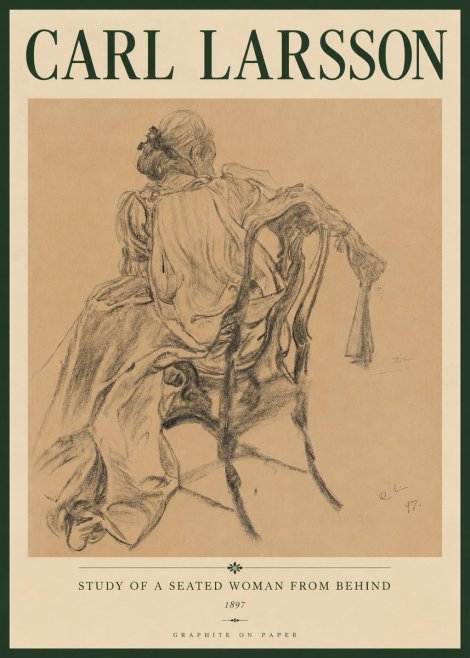 Carl Larsson Study of a Seated Woman from Behind No4 - Poszter