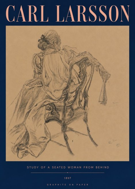 Carl Larsson Study of a Seated Woman from Behind No5 - Poszter