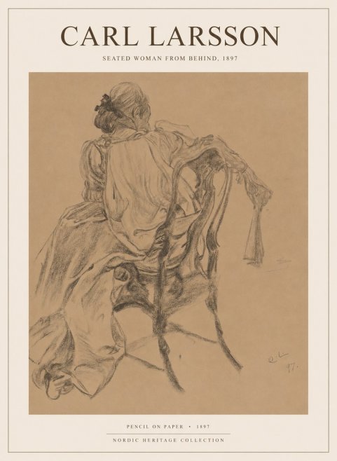 Carl Larsson Study of a Seated Woman from Behind No6 - Poszter