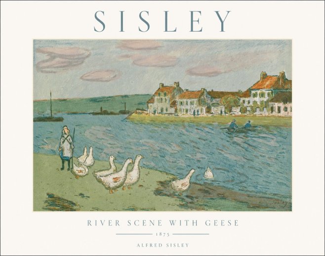 Sisley River Scene with Geese No1 - Poszter