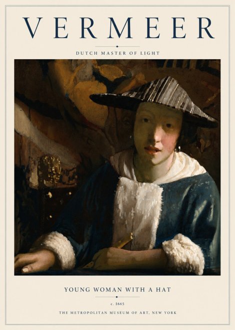 Vermeer Young Woman with a Hat No5 - Poszter