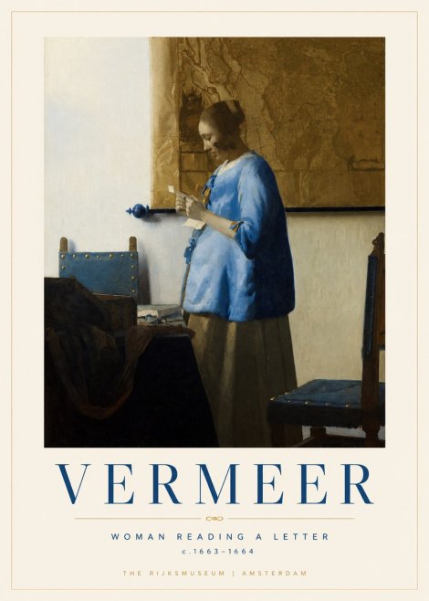 Vermeer Woman Reading a Letter No1 - Poszter