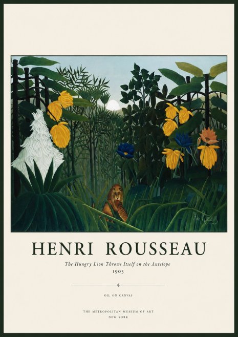 Rousseau The Hungry Lion Throws Itself on the Antelope No1 - Poszter