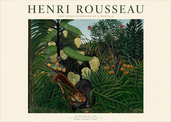 Rousseau The Tiger Surprised by a Buffalo No1 - Poszter