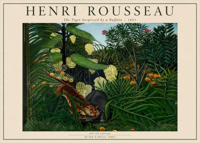 Rousseau The Tiger Surprised by a Buffalo No2 - Poszter