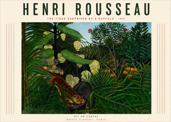 Rousseau The Tiger Surprised by a Buffalo No3 - Poszter