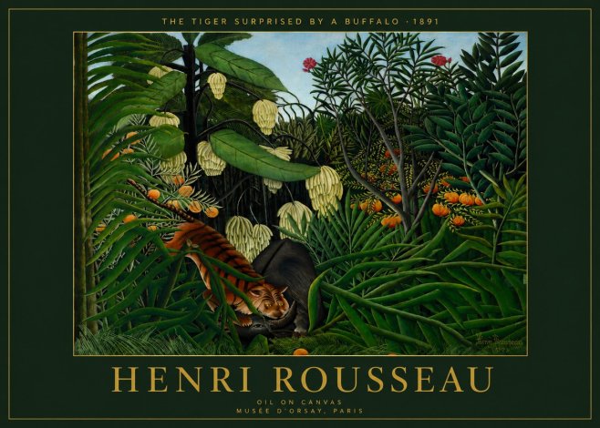 Rousseau The Tiger Surprised by a Buffalo No4 - Poszter