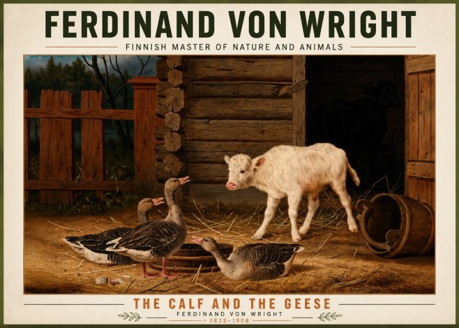 Ferdinand von Wright The Calf and the Geese No5 - Poszter
