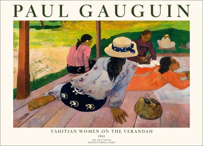 Paul Gauguin Tahitian Women on the Verandah No1 - Poszter