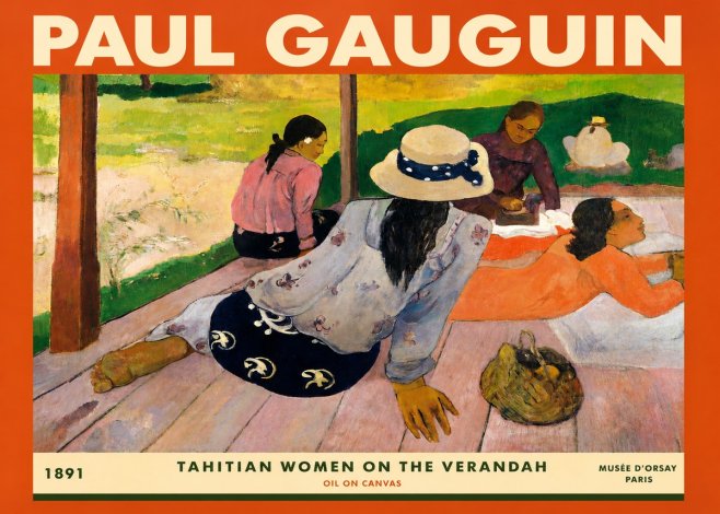 Paul Gauguin Tahitian Women on the Verandah No3 - Poszter