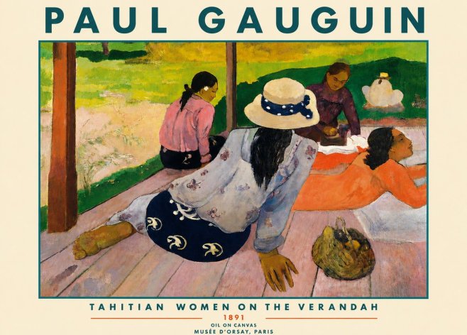 Paul Gauguin Tahitian Women on the Verandah No4 - Poszter